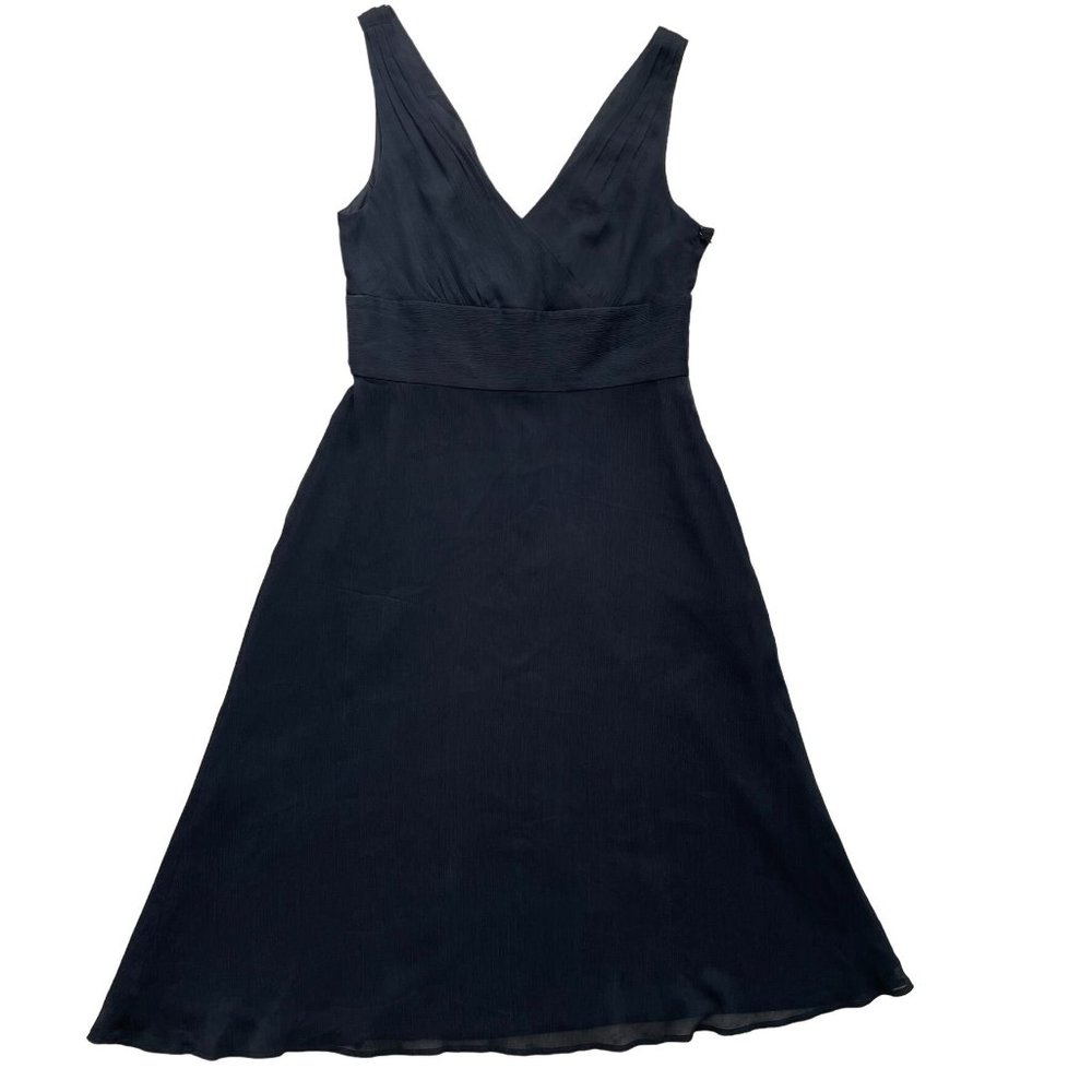 🌺SALE🌺 Vintage J.CREW Black Silk Surplice Neckline Midi Dress Size 6